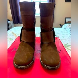 Betsey Johnson ARISS Biker Leather Mid-Calf Chunky Buckle Boots 7.5